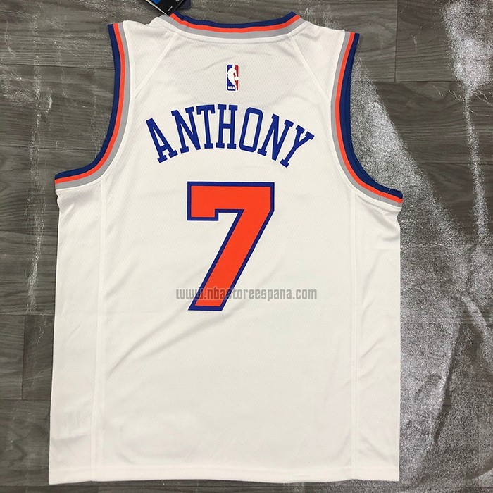 Camiseta New York Knicks Carmelo Anthony NO 7 Association Blanco